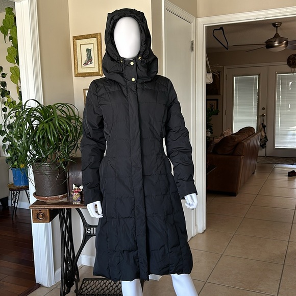 Cole Haan Down Black Long Winter Coat Like New Size M with A Hood - Picture 4 of 8